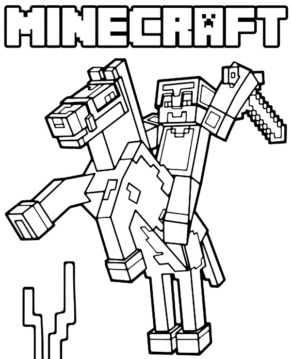 Online coloring book: Coloring book horse and Minecraft logo